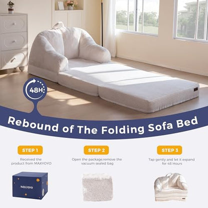 MAXYOYO Folding Sofa Bed with Backrest, Boneless Fold Out Couch with Handle