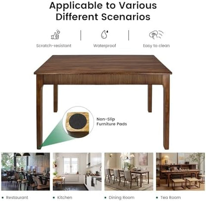 47" Solid Wood Dining Room Table, Rectangular Kitchen Real Wooden Table