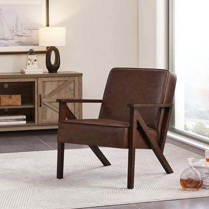 Yaheetech Mid-Century Accent Chairs Set of 2, Dark Brown