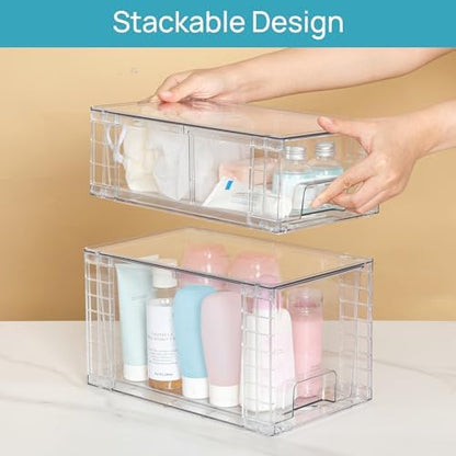 Vtopmart Clear Stackable Storage Drawers, 8 Pack Medium Set