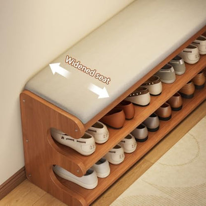 Flip Top Shoe Bench, 39 Inch Entryway Seat with Hidden Storage, Wooden Organizer for Hallway Closet, Space Saving Shoe Rack with Cushioned Seat