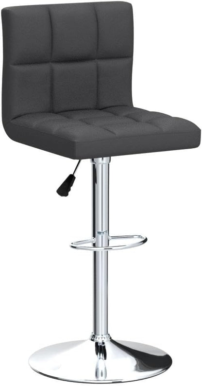 Homall Bar Stools Modern PU Leather Adjustable Swivel Barstools, Armless Hydraulic Kitchen Counter Bar Stool Extra Height Square Island Barstool with Back Set of 2 (Leather, Deep Gray)