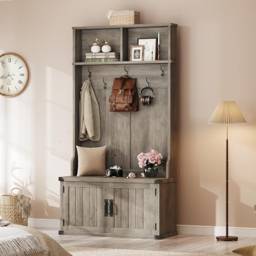 Takywep Extra Large 40" Entryway Hall Tree with Bench & Shoe Storage