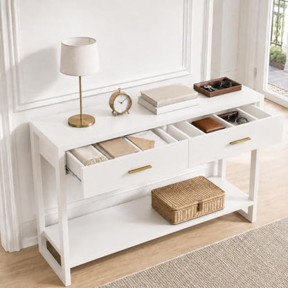 41.3" Modern Entryway Console Table with Foot-Sensor Light, White