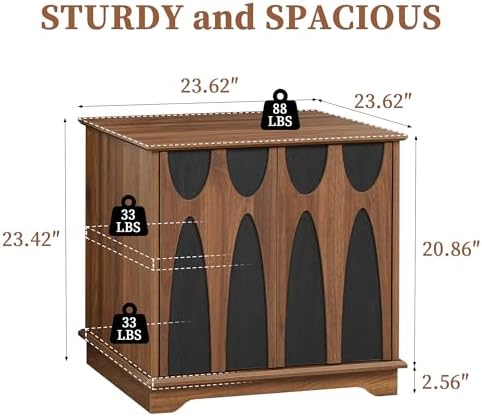 24inch Large Square End Table Set of 2 with Storage