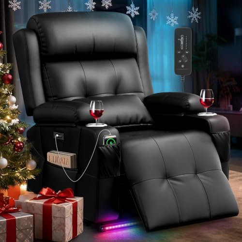 Power Recliner Chair, Home Theater Seating Reclining Sofa with Heat Massage
