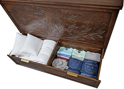 Mega Solutions Botanica Murphy Cabinet Chest Bed with Charging Station 8 Inch (Wenge, Queen)