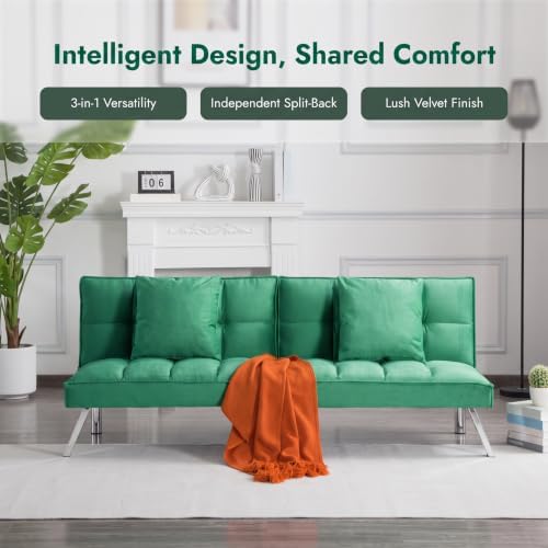 67.7" Convertible Sleeper Sofa with 5 Angles for Adjusting, Green