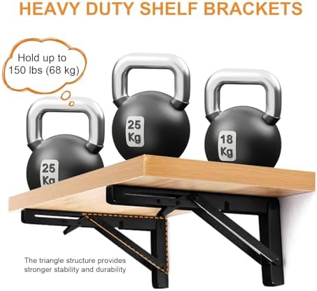 Storystore Folding Shelf Brackets, 18 Inch 2 Pcs Fold Down Table Support