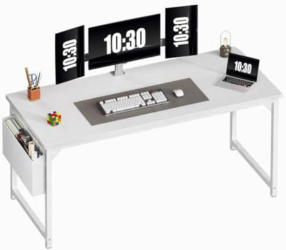 OLIXIS Computer Desk, 63 Inch Gaming Desks for Home Office, White