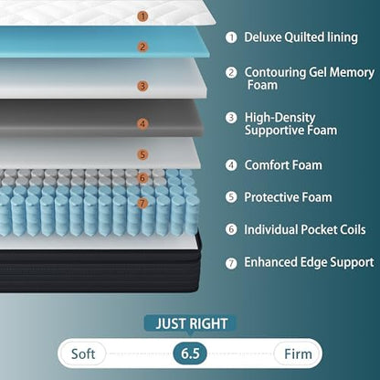 Sleepmax Extra Firm Queen Mattress 12 Inch, Hybrid Mattress Pressure Relief
