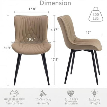 Kidol & Shellder Modern PU Leather Upholstered Dining Chairs Set of 2