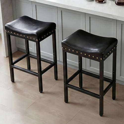 Forteek 25.5'' Bar Stools Set of 2, Counter Height Barstools with Nailhead