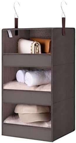 GRANNY SAYS 3-Shelf Hanging Closet Organizer, Foldable Storage, Dark Brown