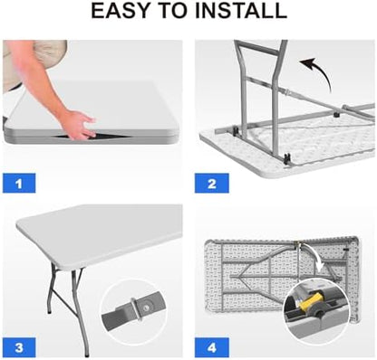 6FT Folding Tables for Camping Party Picnic, School, 2 Pack, White