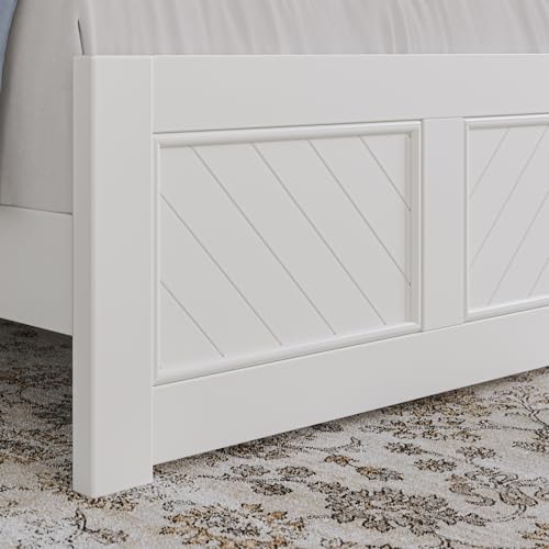 AFI, Berkshire Twin XL Solid Wood Low Profile Platform Bed with Matching Footboard, White