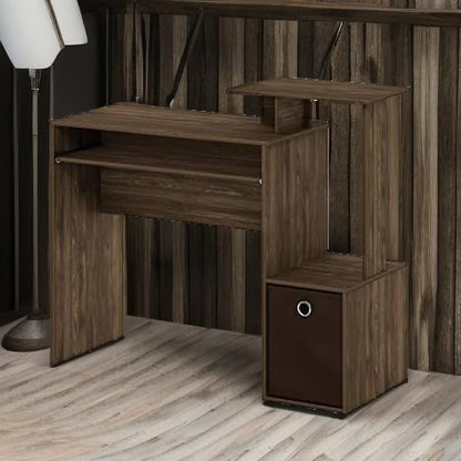 Furinno Econ Multipurpose Home Office Computer Writing Desk, Columbia Walnut/Dark Brown, 15.8"D x 39.4"W x 34.09"H
