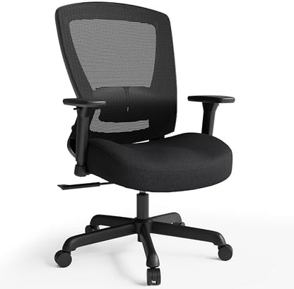 ELABEST Ergonomic Mesh Office Chair,Comfy Computer Desk Chair- BIFMA 5.1 Certified Commercial Swivel Task Chair for Home Office-Adjustable Lumbar Support & Armrests,Tilt Function,Wide Seat(Noir Black)