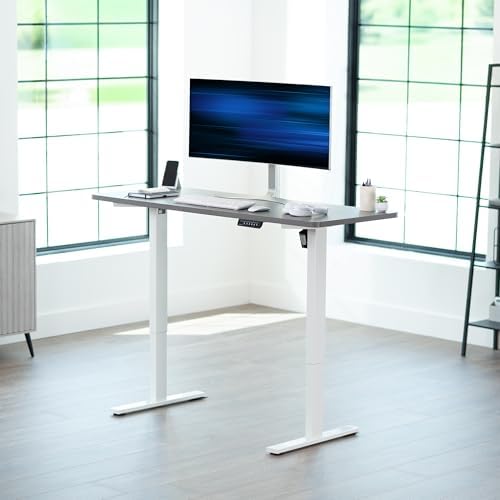 VIVO Electric Standing Desk, Solid 1-Piece 60" x 24" Dark Gray Top