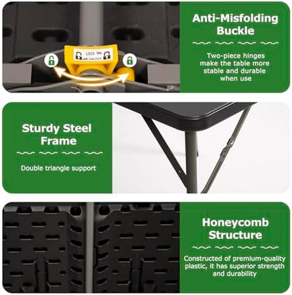 BestOffice | 8FT Folding Table | Black | Portable Plastic Table