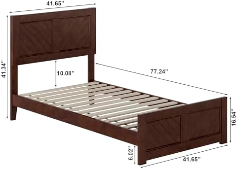 AFI, Berkshire Twin Solid Wood Low Profile Platform Bed with Matching Footboard, Walnut