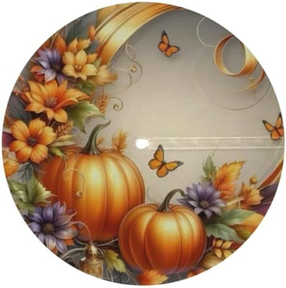 Pumpkin Outdoor Round Fitted Tablecloth with Umbrella Hole Zipper 36-44