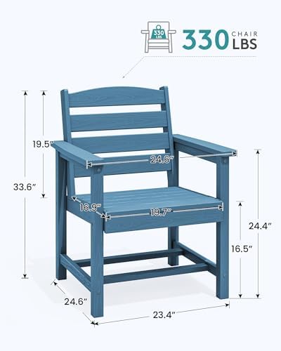 SERWALL Patio HDPE Dining Chairs Set of 2 with Arms, Navy