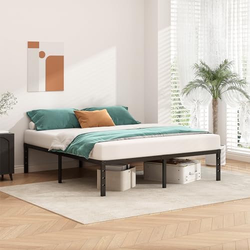 HLIPHA Metal Platform Bed Frame 18 Inch Tall,No Box Spring Needed,Full Size Bed with Heavy Duty Strong Support Slats,Easy to Assemble,Black