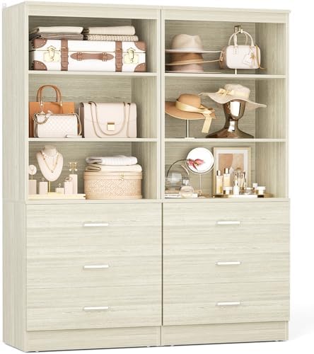 Aheaplus 47.2" Closet Drawers System,Closet System with 3 Drawers,White Oak