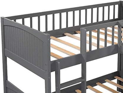 Flieks Triple Bed Twin-Over-Twin-Over-Twin Bed L Shaped Bunk Bed with 2 Drawers and 2 Ladders, No Box Spring Needed