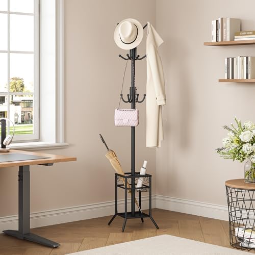 Coat Rack Freestanding, Metal Coat Rack with Umbrella Holder