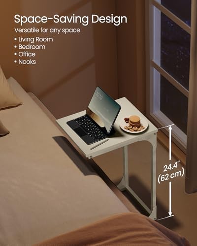 VASAGLE C-Shaped End Table, Small Sofa Side Table with Metal Frame
