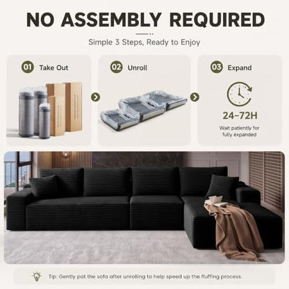 96" Boneless Sectional Couches, Cloud Sofas for Living Room