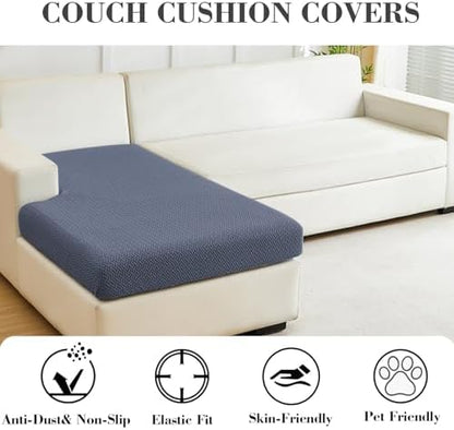 Sofa Covers Couch Covers for Sofa Pet Friendly Couch Cushion Covers Universal Sofa Covers Washable Stretch Slipcovers for Sectional Sofa (Texture Metal Gray,Chaise Cover)