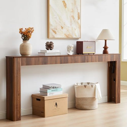 79" Long Narrow Sofa Table Behind Couch with Charging Station