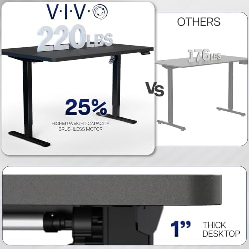 VIVO Electric Standing Desk, Solid 1-Piece 48" x 30" Black Top