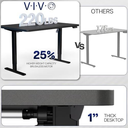 VIVO Electric Standing Desk, Solid 1-Piece 48" x 30" Black Top
