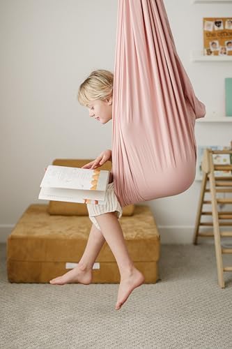 Marlowe & Co Sensory Swing for Kids Indoor Outdoor, Therapy Pod Cocoon Swing for Autism ADHD SPD, Double Layer Cotton Hammock Swing, Holds 200 lbs, 360° Swivel Hardware Included, Vintage Rose