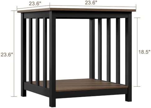 Large End Tables Living Room Set of 2 with Storage Shelf