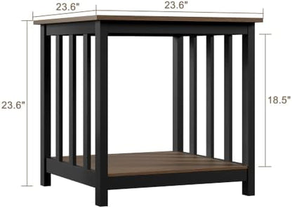 Large End Tables Living Room Set of 2 with Storage Shelf