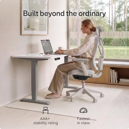 Desktronic HomePro Standing Desk 60x30 — Made in Europe, Ergonomic Sit Stand Home Office Desk, Electric Height Adjustable, Dual Motor, USB & USB-C Charging, Wobble-Free, Touchscreen, 3 Memory Presets