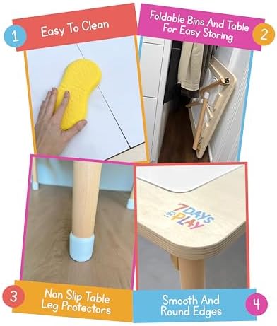 Sensory Play Activity Table with Foldable Legs, Storage Bins, and Lid - Sensory Table for Toddlers & Kids | Great Gift for Birthdays, Christmas & Special Occasions