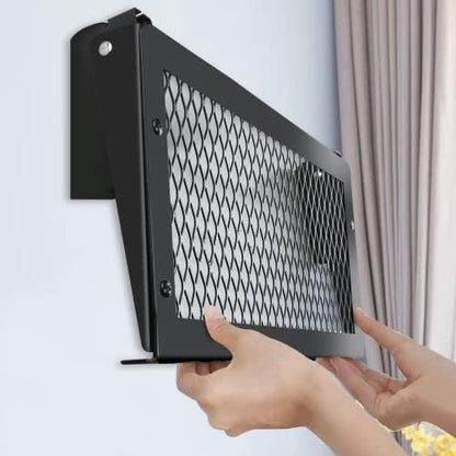 Floating Wall Shelves Set of 2, Black Floating Shelves,Wall-Mounted Bookshelf,Mesh Panel, Used in Living Room, Kitchen, Bathroom, Garage,Folding with Hooks