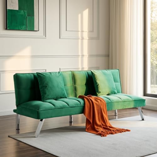 67.7" Convertible Sleeper Sofa with 5 Angles for Adjusting, Green