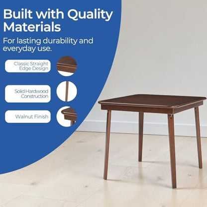 Stakmore 32" Straight Edge Square Folding Card Table, Walnut