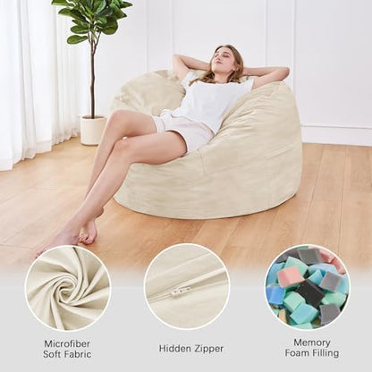 Bean Bag Chairs for Adults - Giant Bean Bag Convertible Floor Sofa