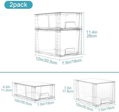 Vtopmart Clear Stackable Storage Drawers, 8 Pack Medium Set