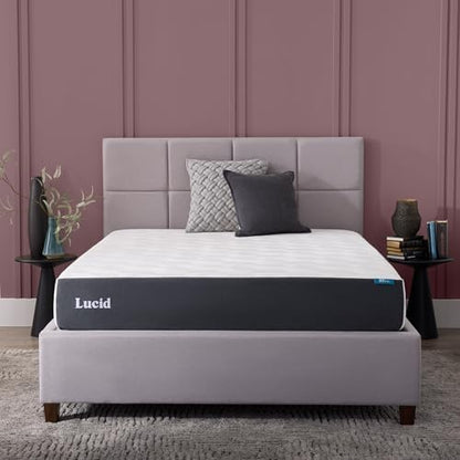 Lucid 10 Inch Gel Memory Foam Mattress, Firm, Fiberglass Free, King Size