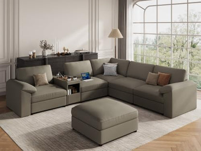 EASE MOOSE Oversized Modular Sectional Sofas, Modular Couch, Light Grey