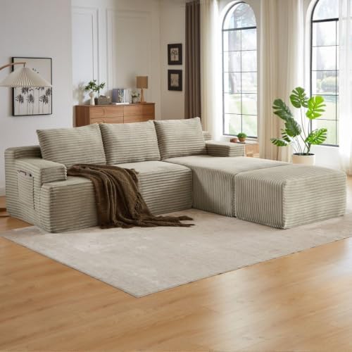 96IN U Shaped Boneless Sectional Compressed Cloud Couches